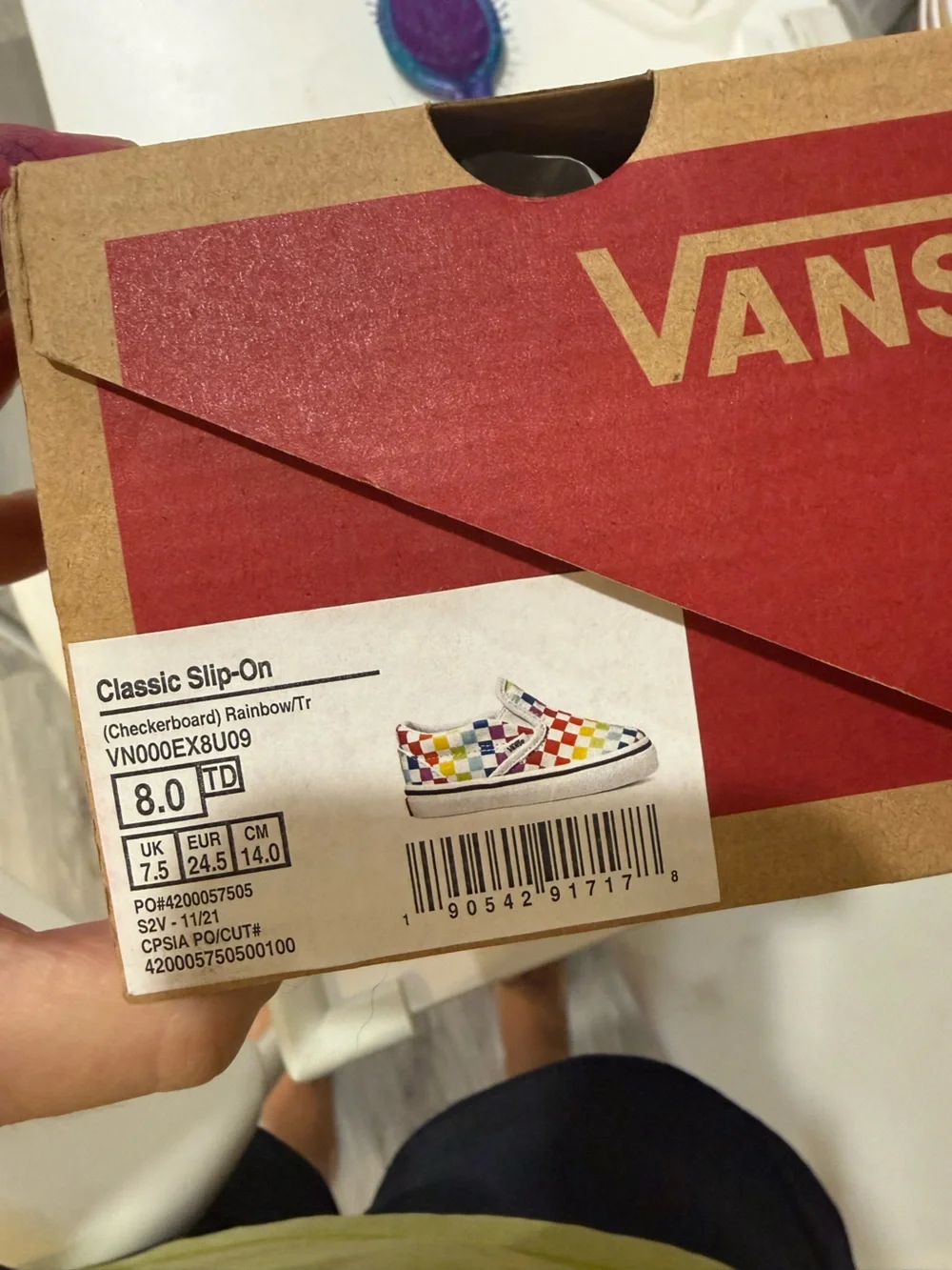 Vans Toddler Rainbow Checkerboard Slip-On Sneakers